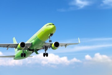 Aeroflot big passenger plane in the blue sky.