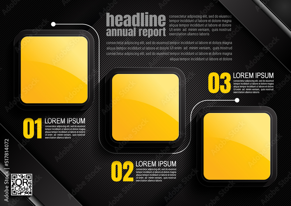 Wall mural infographics design, 3 process chart diagram template for presentation workflow, abstract timeline e