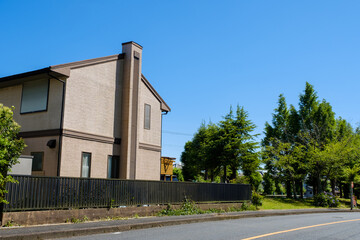 一戸建ての並ぶ住宅地　ベッドタウン　京都府木津川市