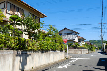 一戸建ての並ぶ住宅地　ベッドタウン　京都府木津川市