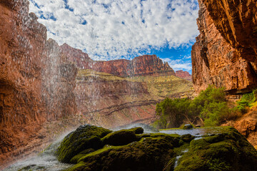Canyon View From Behind Ribbon Falls On The North Kaibab Trail, Grand Canyon National Park, Arizona, USA