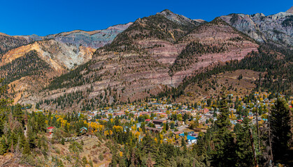 Elevated View of Downtown Ouray, Colorado, USA