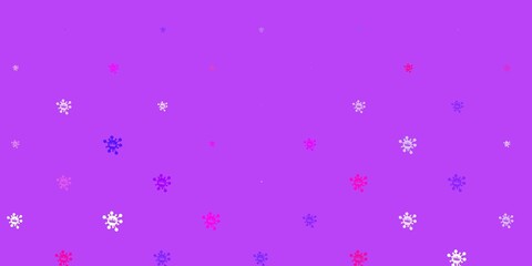 Light blue, red vector background with covid-19 symbols.