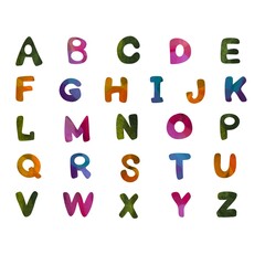 Set English cartoon alphabet for stickers and kids and school accessories and notebooks and fabrics and wrapping paper
