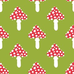 Autumn forest seamless cartoon mushrooms pattern for fabrics and kids and wrapping paper and linens and hobbies