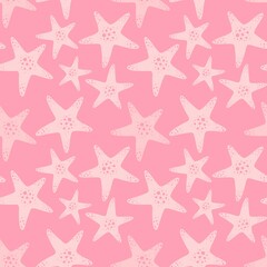 Obraz premium Summer ocean seamless sea star pattern for clothes print and accessories and kids and fabrics and wrapping paper