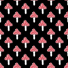 Autumn forest seamless cartoon mushrooms pattern for fabrics and kids and wrapping paper and linens and hobbies