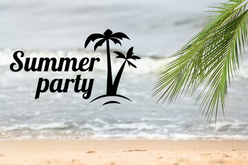 Advertisement banner for summer party with sand beach