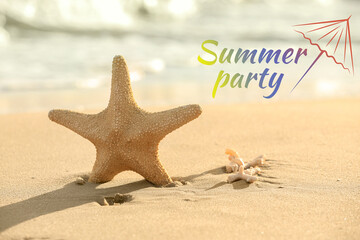 Advertisement banner for summer party with starfish