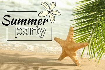 Advertisement banner for summer party with starfish