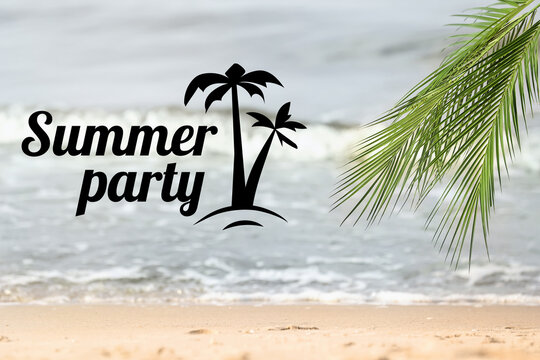 Advertisement banner for summer party with sand beach - Powered by Adobe