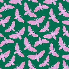 Fototapeta premium Halloween butterfly seamless moth with sculls pattern for clothes print and fabrics and wrapping and kids