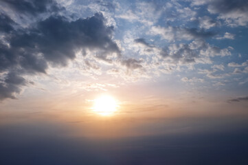 Fototapeta na wymiar View of beautiful cloudy sky at sunset