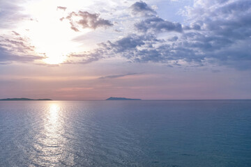 Fototapeta premium Beautiful view of sea resort at sunset