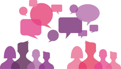 set of people icons with bubbles