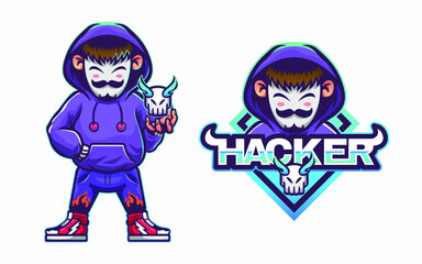 illustration of hacker man wearing mask
