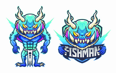 illustration of monster fish charcter