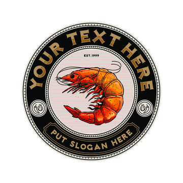 illustration of hand drawn shrimp circle badge