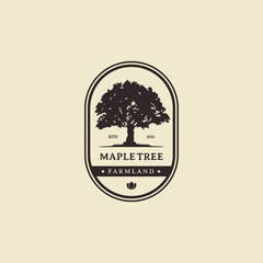 Vintage oak maple tree logo design for farmland, service and residential or for all your ideas