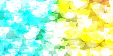 Light Blue, Yellow vector background with bubbles.