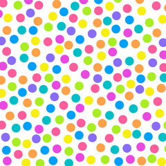 Fototapeta na wymiar Little colorful dots. Rainbow chunky confetti pattern. Messy circles design.