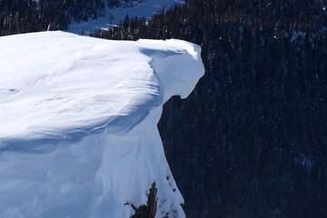 Zoom in photo cornice formation at Sunshine Village Ski Slope