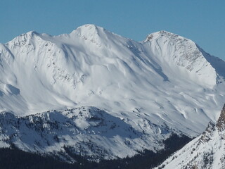 Snow covered mountains at Kicking Horse Ski Resort