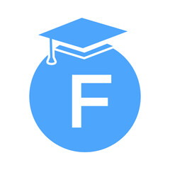 Letter F Education Logo Template. Education Logotype Concept With Educational Graduation Hat