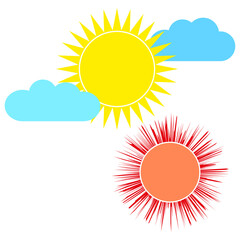 Summer bright banner template. Sun cloud in abstract style. Vector illustration. Stock image. 