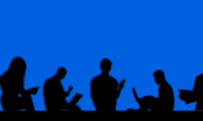 Group of business people chat on mobile phone and laptop. â€‹â€‹cross-platform,...