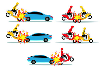 Naklejka premium Traffic accident. Car crash concept illustration. Crash on the road