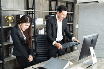 Emotional colleagues fighting in office. Workplace conflict. Angry boss. Man as a boss in the...