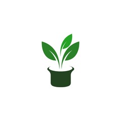 Flower pot icon logo design