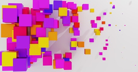 3D rendering of an abstract background made of multicolored cubes