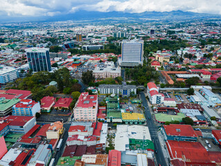 Beautiful aerial view of San José Costa Rica- the National Museum -Legislative Assembly -And...