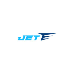 Jet logo design with fast vector icon