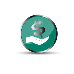 This is a hand and dollar vector illustration symbol. Payment payee symbol 