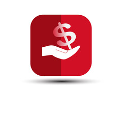This is a hand and dollar vector illustration symbol. Payment payee symbol 