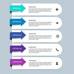 Steps business data visualization timeline process infographic template design with icons