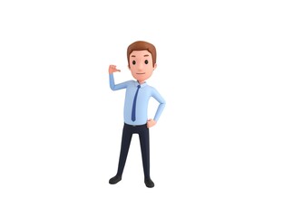 Businessman character pointing to himself in 3d rendering.