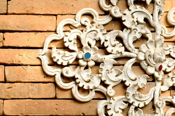Elements of architectural decoration of buildings, plaster stucco, wall texture, plaster molding and patterns.