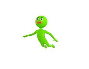 Green Man character flying in 3d rendering.