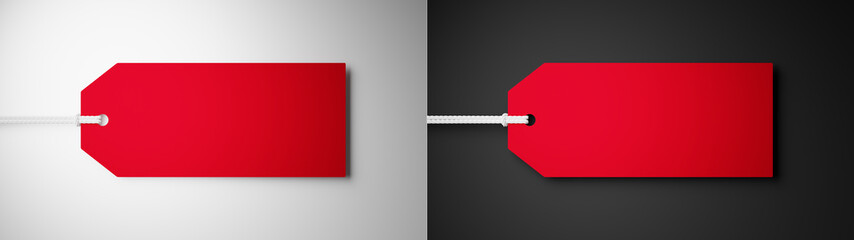 Obraz premium 赤色のタグ。白背景と黒背景セット。