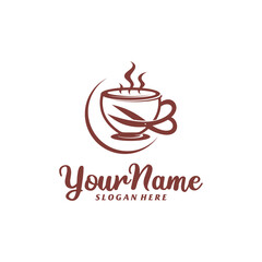 Barber Coffee Logo Design Template. Barber Coffee logo concept vector. Creative Icon Symbol