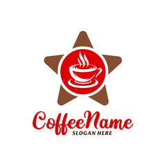 Star Coffee Logo Design Template. Coffee Star logo concept vector. Creative Icon Symbol