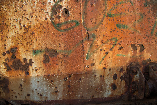 Rusted and corroded metal background or texture