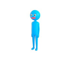 Blue Man character standing in 3d rendering.