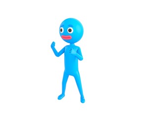 Blue Man character fighting in 3d rendering.