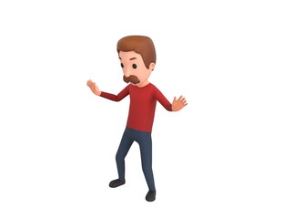 Man wearing Red Shirt character surprise and shocked in 3d rendering.
