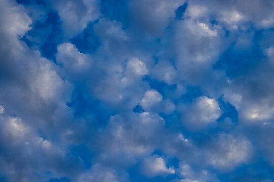 View of altocumulous clouds only with blue sky